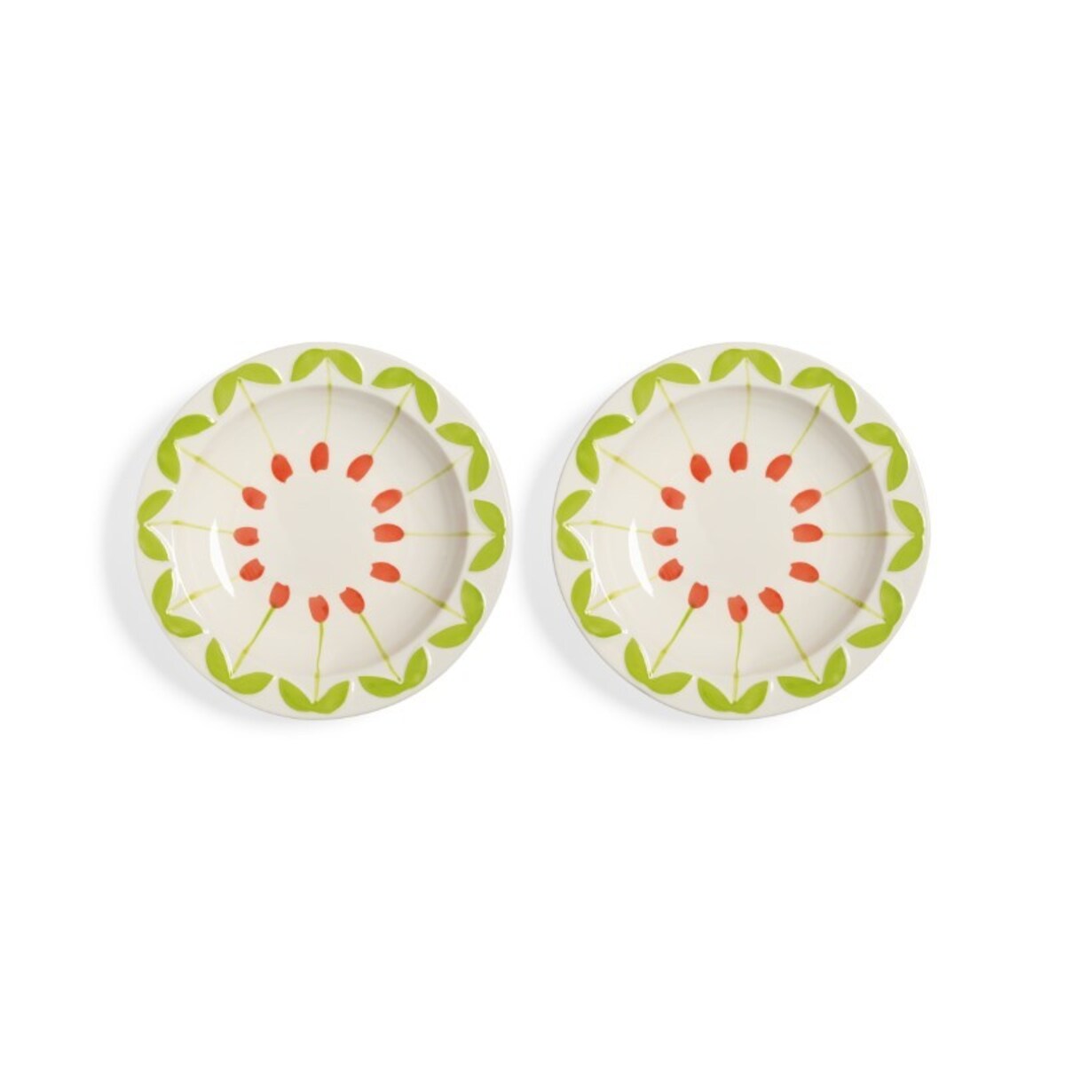 &k Amsterdam - Głębokie talerze z porcelany Folk 2szt., red