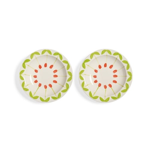 &k Amsterdam - Głębokie talerze z porcelany Folk 2szt., red