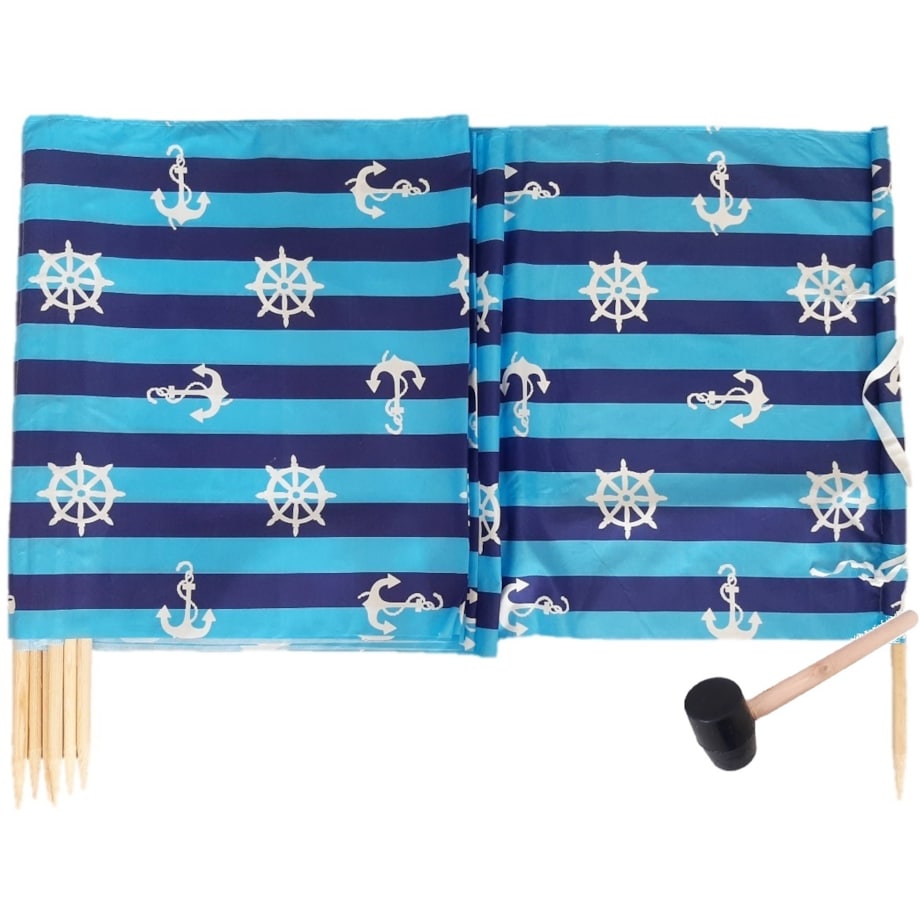 Parawan Plażowy Zasłona 8 M Na Plażę Składany Letni Morski Kotwice Młotek W Zestawie