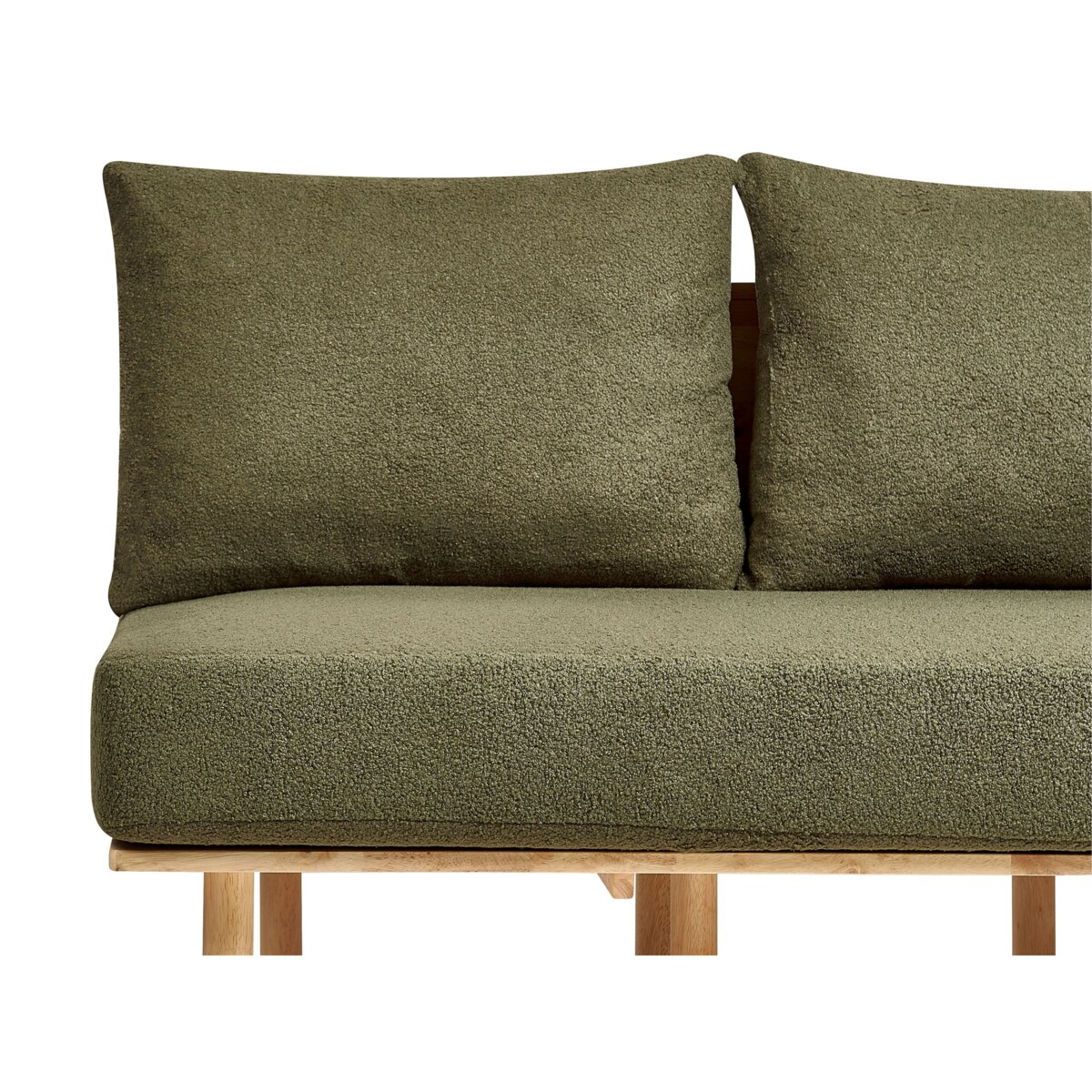 Sofa 2-osobowa ze stolikiem boucle ciemnozielona SALO