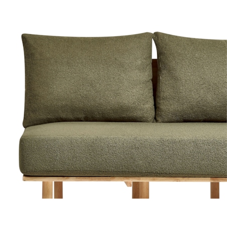 Sofa 2-osobowa ze stolikiem boucle ciemnozielona SALO