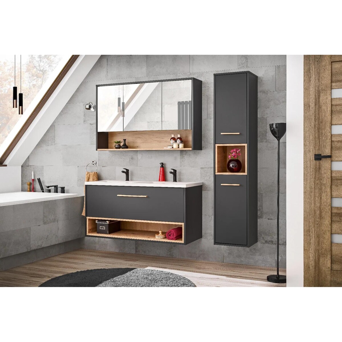 Szafka pod umywalkę BORNEO COSMOS 821 80 cm grafitowa