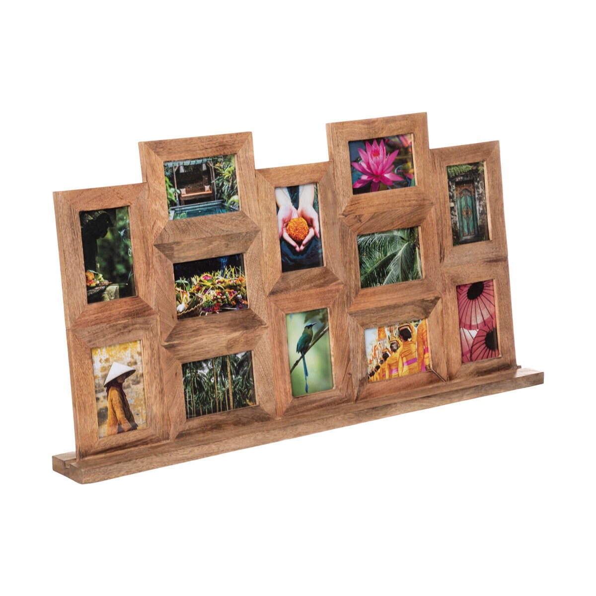 Multiramka na zdjęcia stojąca, na 12 zdjęć, drewniana
