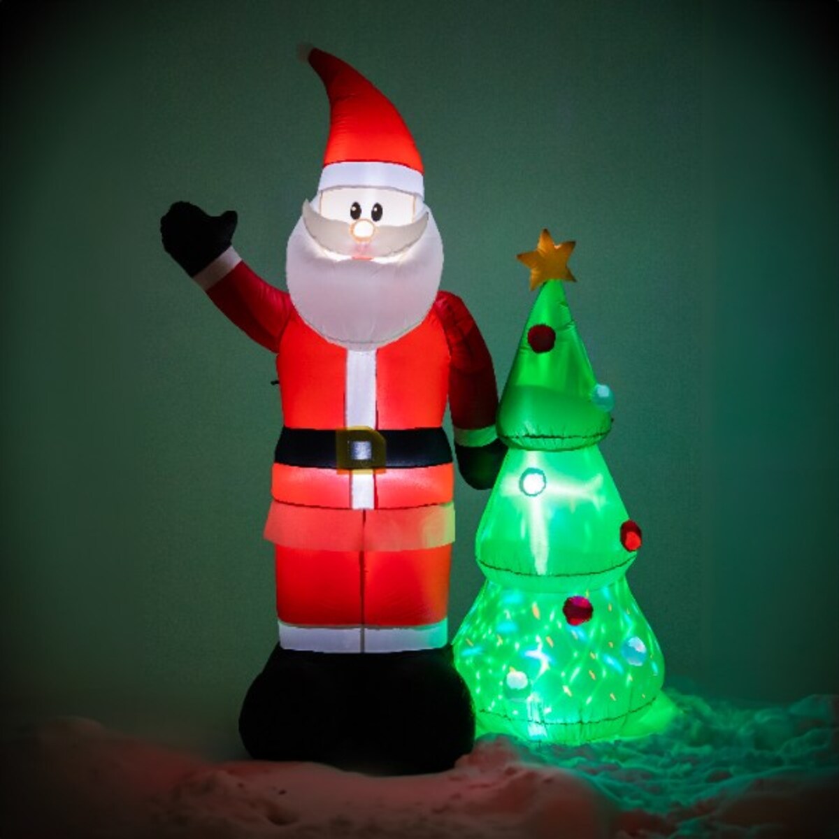 Mikołaj Nadmuchiwany Z Choinką Świecący Duży Pompowany Led 210Cm