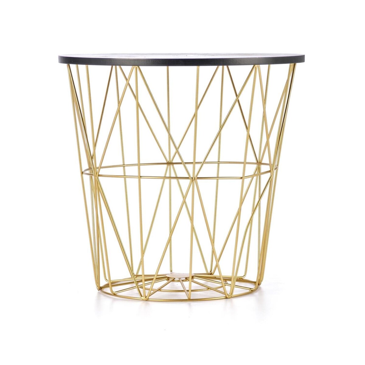 STOLIK KAWOWY Rissa okrągły WZÓR CZARNY MARMUR złoty