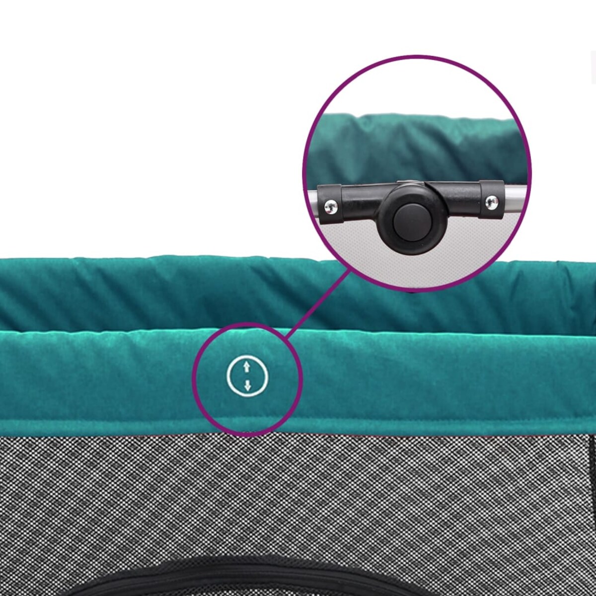 vidaXL Kojec dla dziecka z materacem, zielony, lniana tkanina