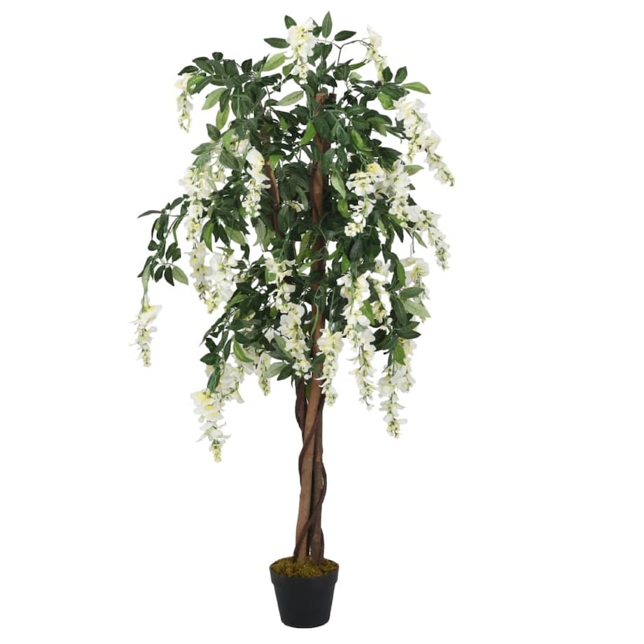 vidaXL Sztuczna wisteria, 840 liści, 120 cm, zielono-biała