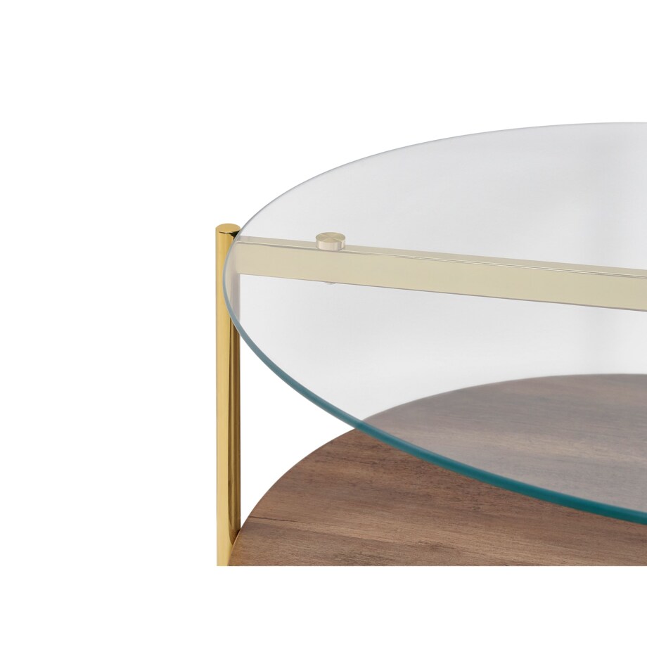 Stolik kawowy Żelazo Fornirowany Złoty LOVELL