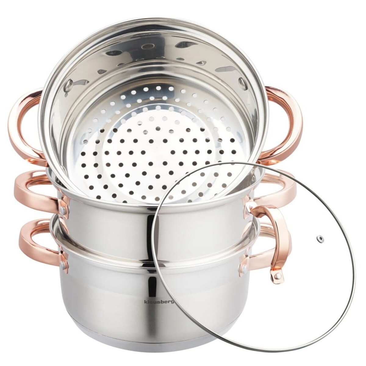 Zestaw garnków do gotowania na parze 20cm 4 elementy Parowar Rose Gold KLAUSBERG