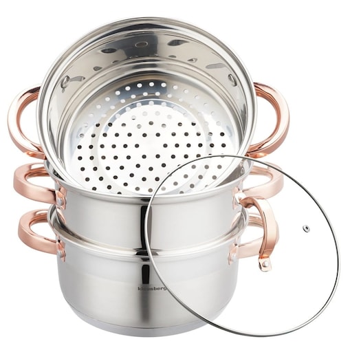 Zestaw garnków do gotowania na parze 20cm 4 elementy Parowar Rose Gold KLAUSBERG