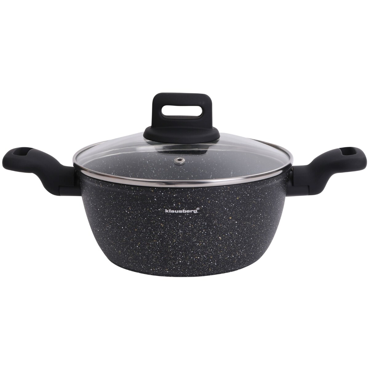 Garnek z powłoką marmurową czarny indukcja gaz 20cm 2.3L KLAUSBERG