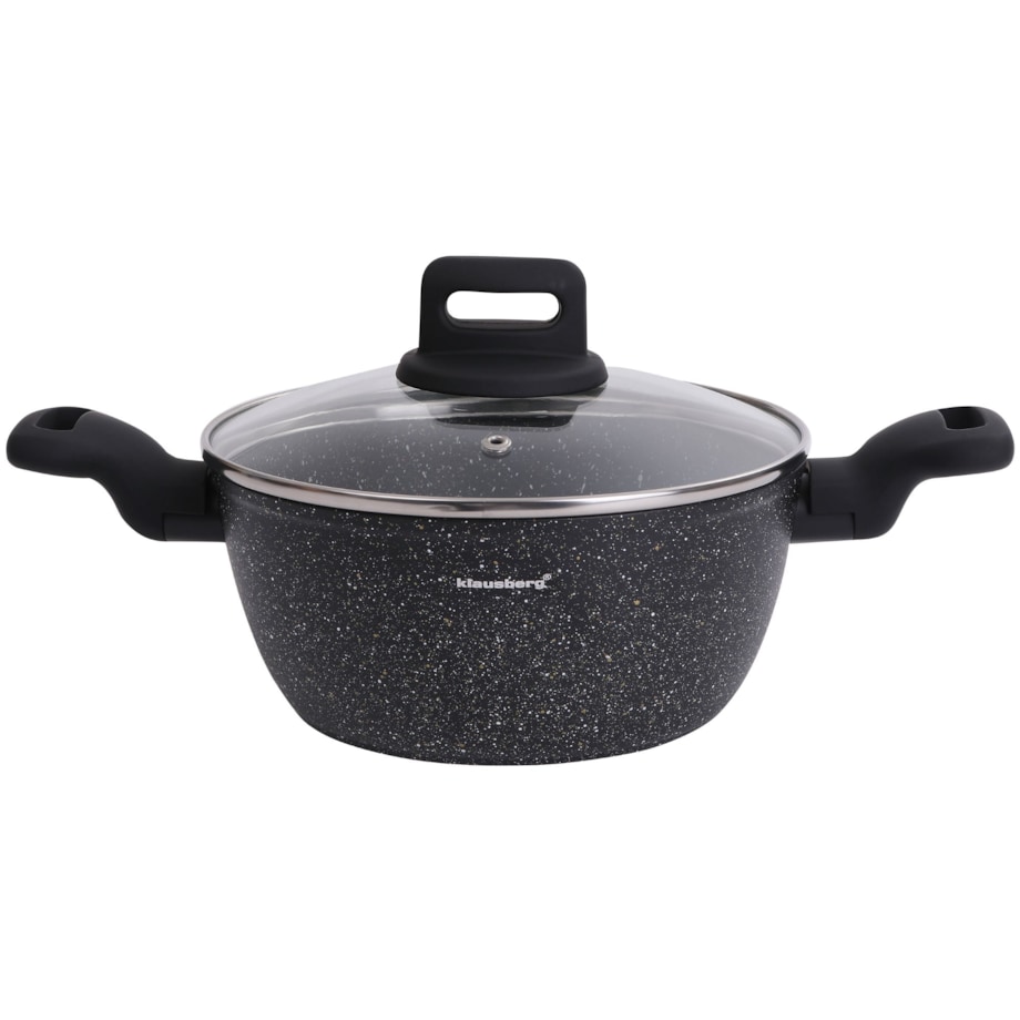 Garnek z powłoką marmurową czarny indukcja gaz 20cm 2.3L KLAUSBERG
