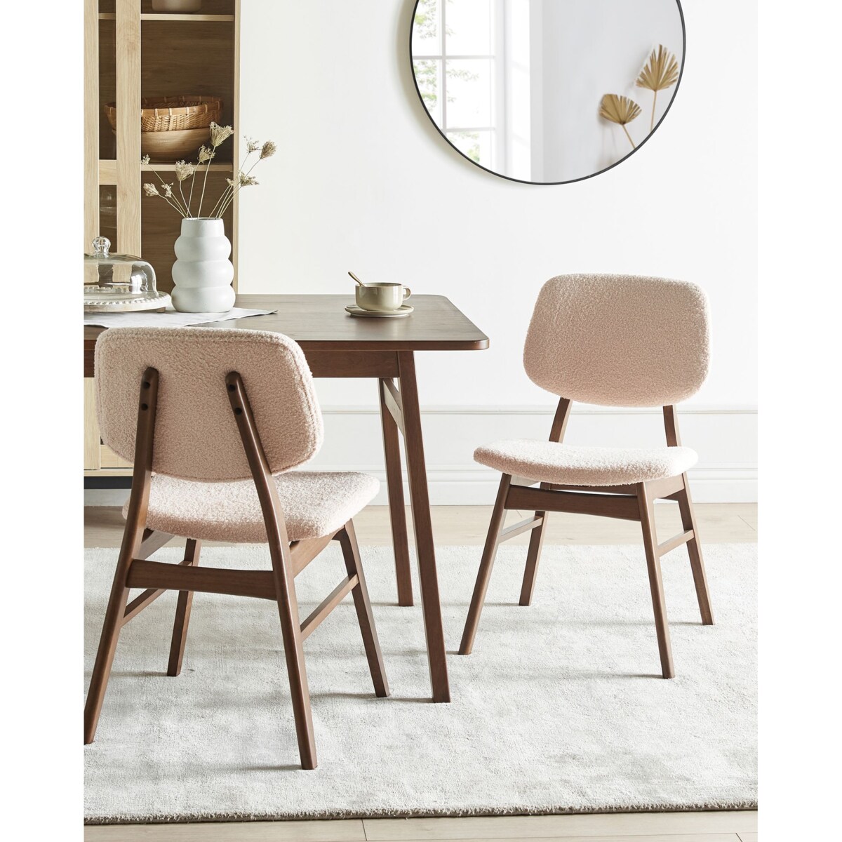 Zestaw 2 krzeseł do jadalni ELAINE Drewno Ciemny brąz/ beżowy