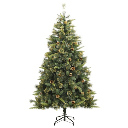 vidaXL Sztuczna choinka na zawiasach, z szyszkami, 240 cm