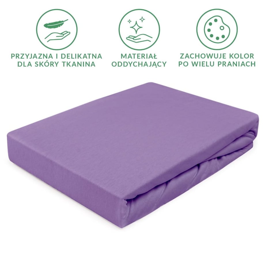 Prześcieradło jersey z gumką 200x220 kolor Jasny fiolet