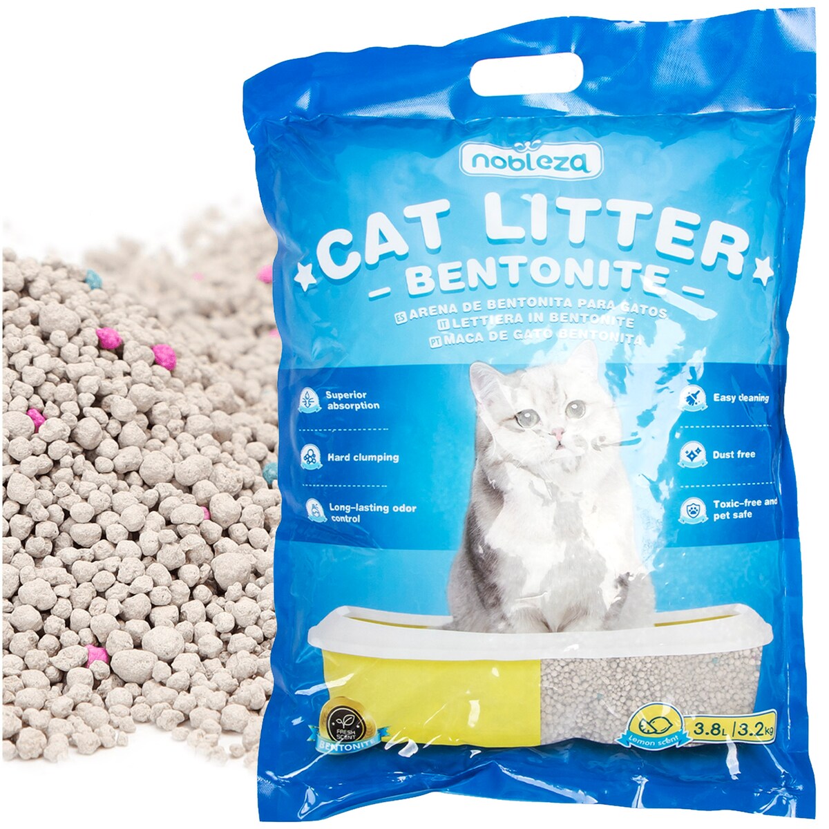 Żwirek Dla Kota Bentonitowy Do Kuwety 3,8 L Zbrylający Bezpyłowy Cytrynowy