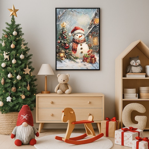 Plakat Bałwanek z Choinką 50cm x 70cm