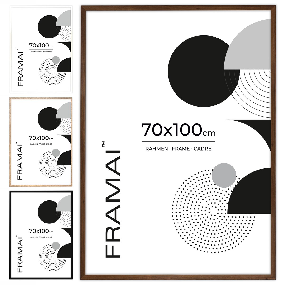 Ramka na zdjęcia 70x100 cm brązowa rama MDF z plexi do powieszenia pion poziom klasyczna ramka