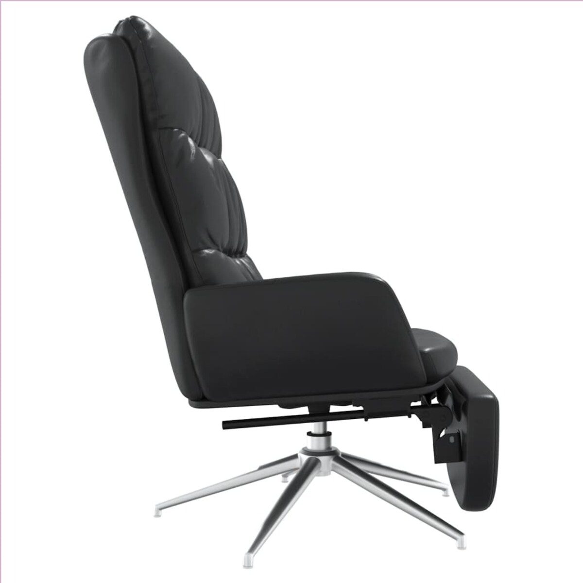 vidaXL Fotel z podnóżkiem, czarny, obity prawdziwą i sztuczną skórą