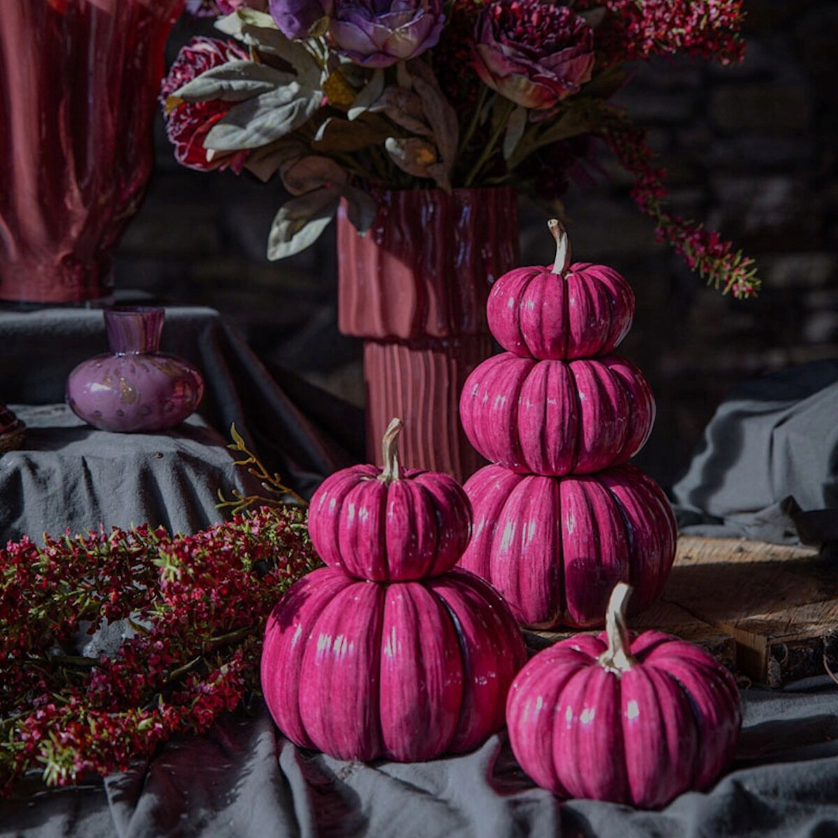 FIGURKA DYNIA 3 szt ZIELONA NA HALLOWEEN JESIEŃ TARAS 26cm WYSOKA OGRODOWA