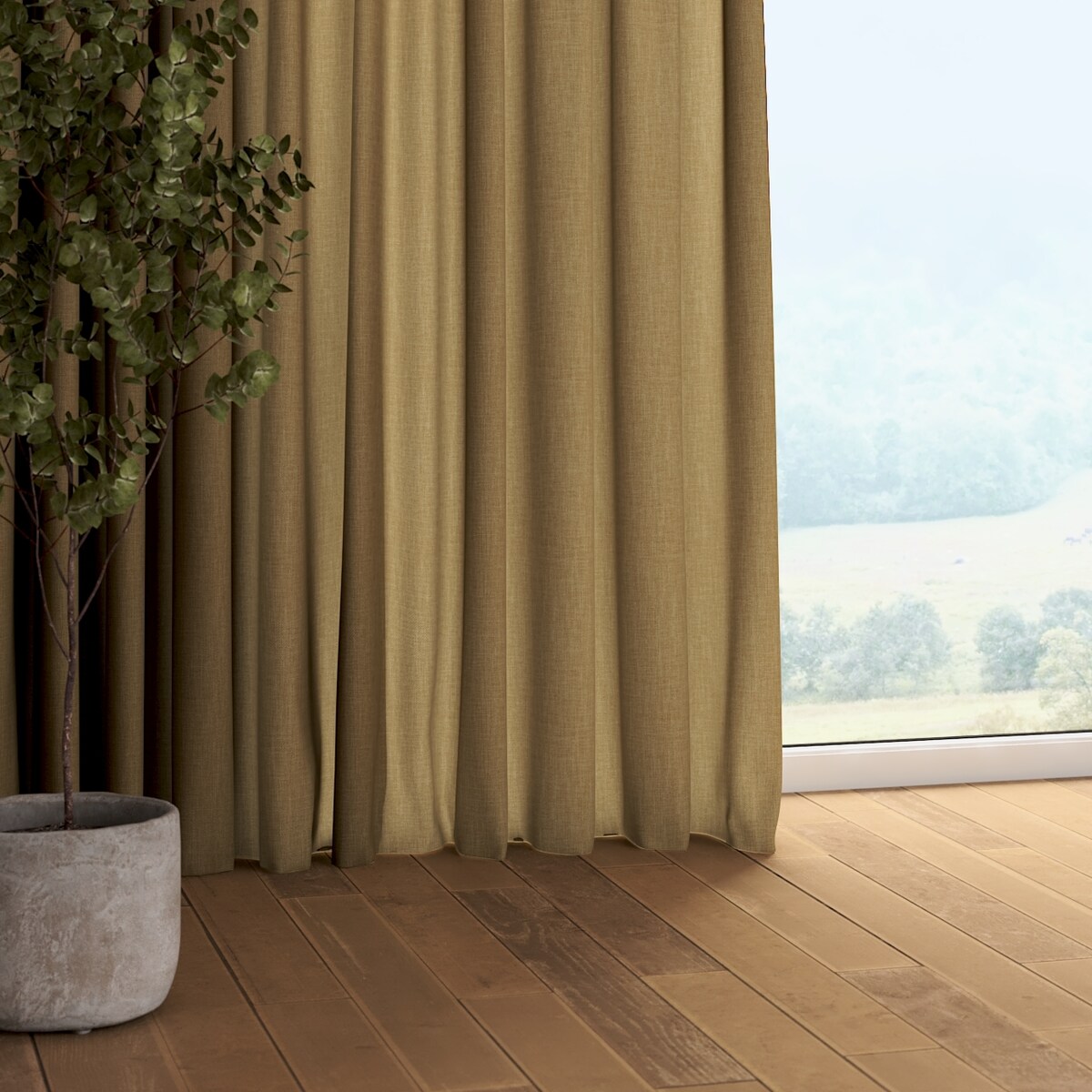 Zasłona na taśmie marszczącej 1 szt. 130x245 khaki