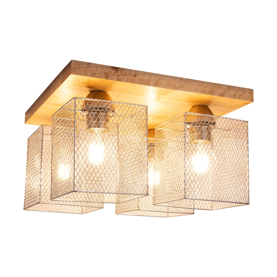 Drewniana Lampa Sufitowa BRITOP Lighting Norman 4xE27 Max.25W Naturalna Brzoza FSC z Akcentem Chromu, Polski Producent 1 szt.