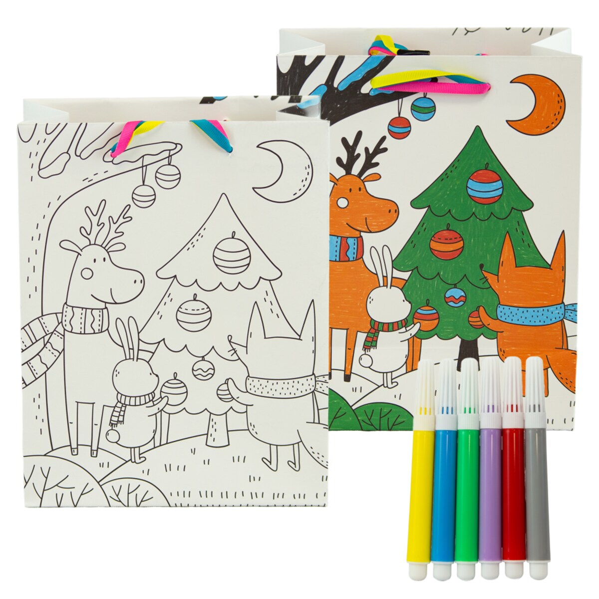 Torebka Prezentowa Na Prezent Do Kolorowania Dla Dzieci 32X26X10 Cm Ubieranie Choinki