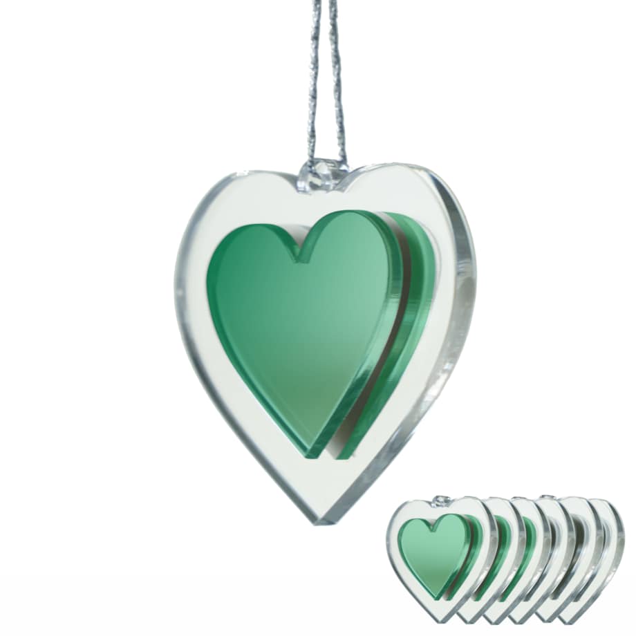 Dekoracje świąteczne SERDUSZKA zielone 6szt.