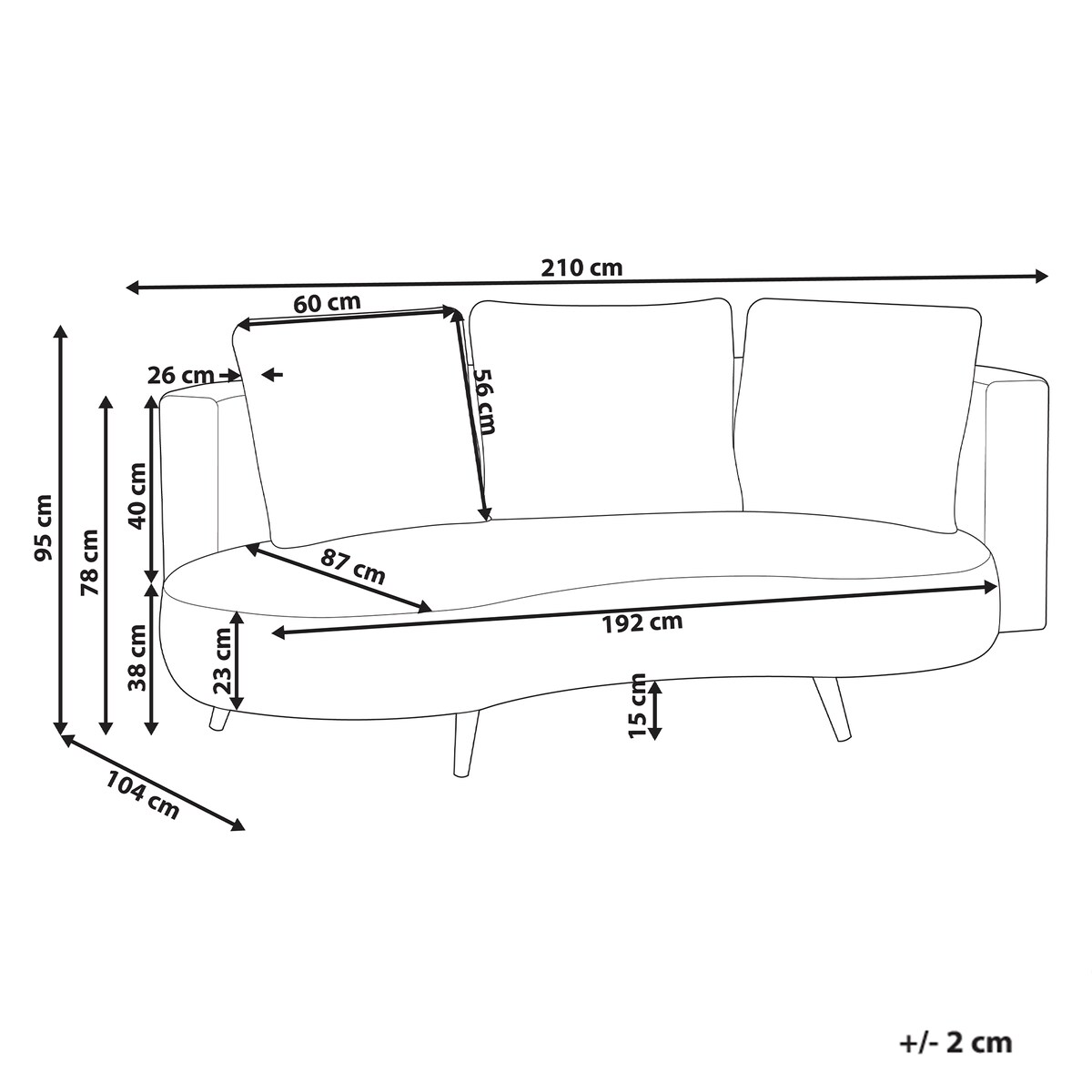 Sofa ogrodowa dla 3 osób PARORI Beżowy Prawostronny