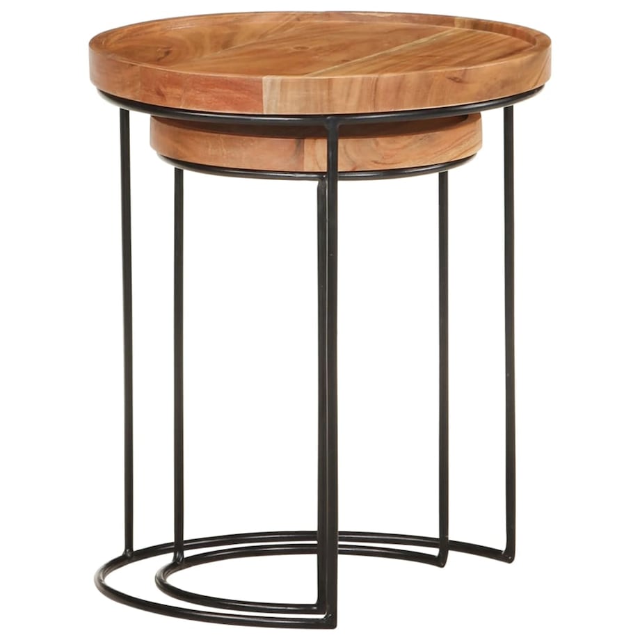 vidaXL 2-częściowy zestaw stolików kawowych, drewno akacjowe i stal