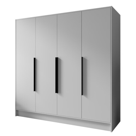 Szafa 200 gładka ORTO bez lustra z czarnymi uchwytami, biała