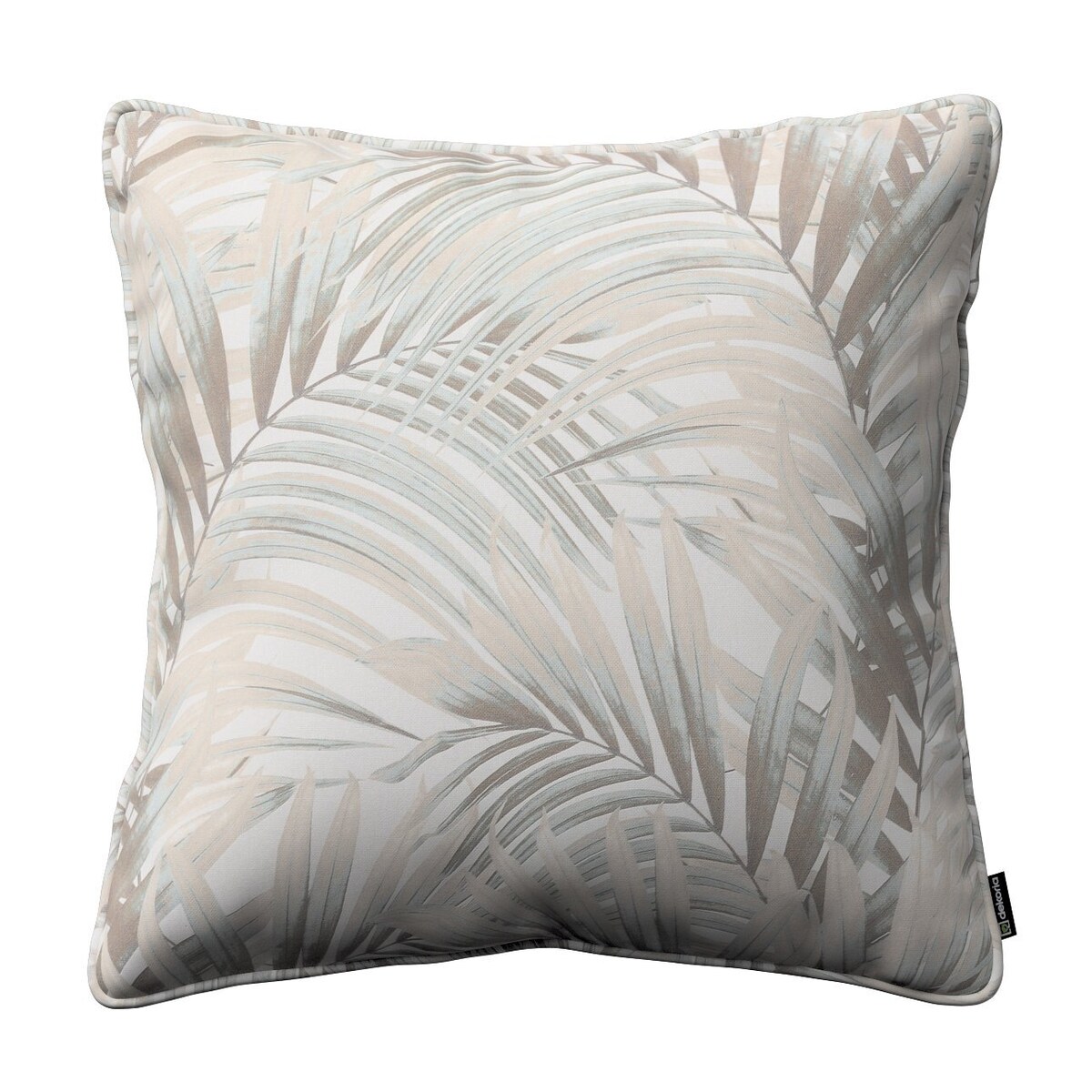 Poszewka Gabi na poduszkę 60x60 beżowo-kremowe liście palmy na białym tle