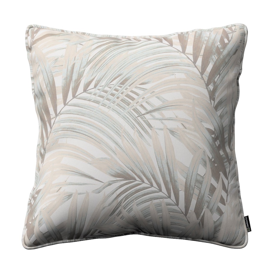 Poszewka Gabi na poduszkę 60x60 beżowo-kremowe liście palmy na białym tle