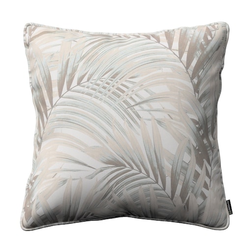 Poszewka Gabi na poduszkę 60x60 beżowo-kremowe liście palmy na białym tle
