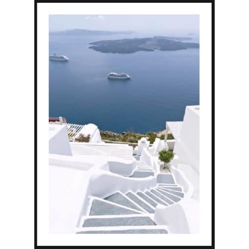 Poster Story, Plakat, Obraz - Białe Schody na Santorini, wymiary 50 x 70 cm