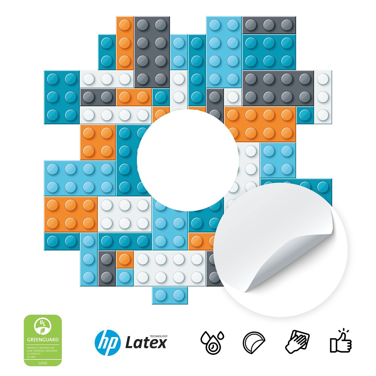 Naklejka Pod Włącznik Kontakt Kolorowe Klocki Lego Do Pokoju Chłopca 20x20cm