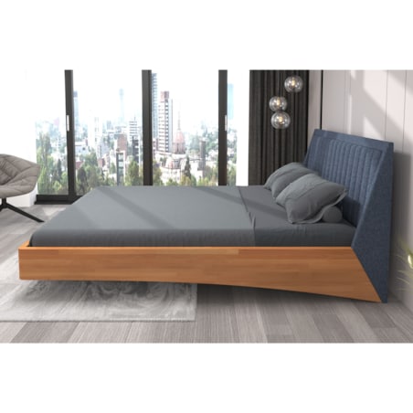 Łóżko lewitujące drewniane bukowe Visby ULF / 180x200 cm, kolor naturalny, zagłówek Solid 79