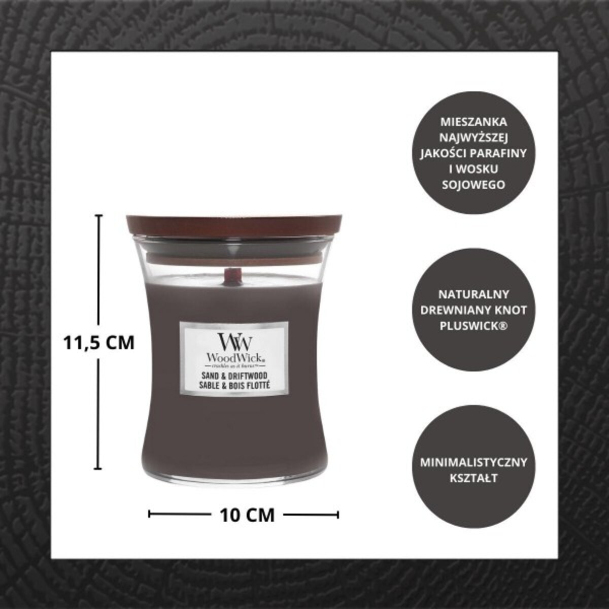 WoodWick świeca średnia SAND & DRIFTWOOD