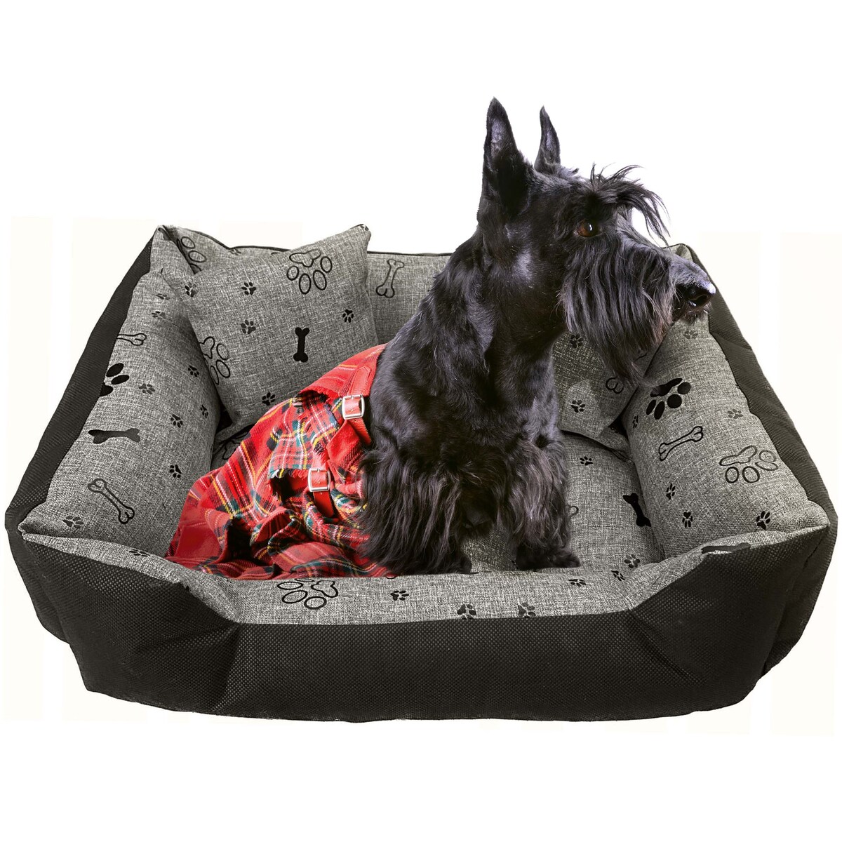 Legowisko Dla Psa Kanapa Posłanie 100X75 Cm Wodoodporne Poduszki Pikowane Kość Czarna