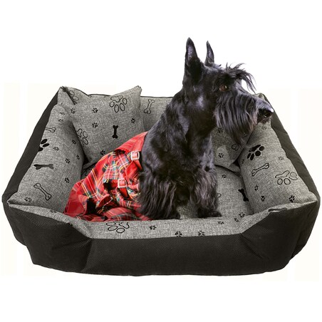 Legowisko Dla Psa Kanapa Posłanie 100X75 Cm Wodoodporne Poduszki Pikowane Kość Czarna