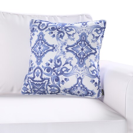 Poszewka Gabi na poduszkę 45x45 niebieskie wzory na białym tle