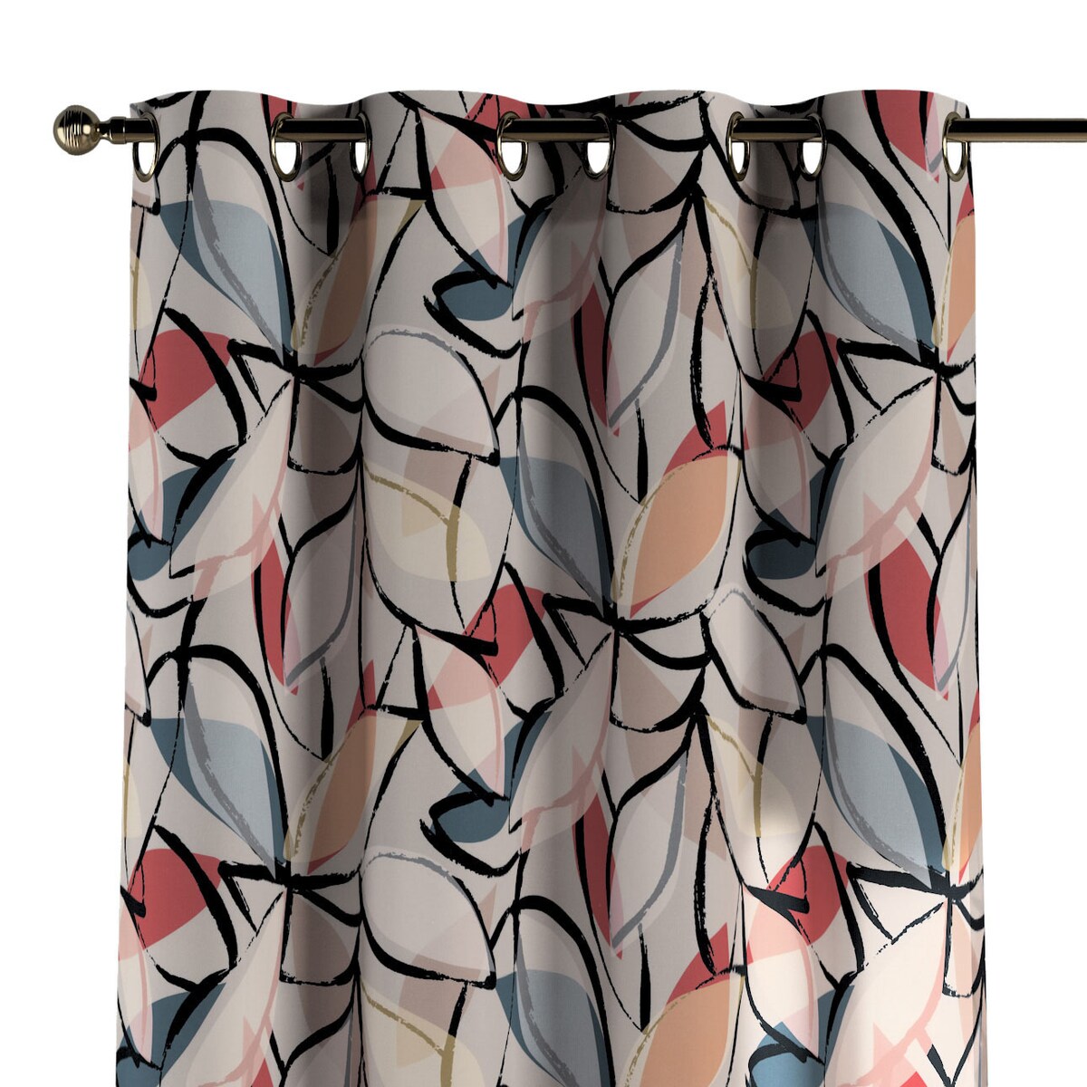 Zasłona na kółkach 1 szt. 130x245 różowo-szare motywy roślinne