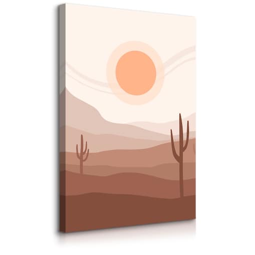 Obraz Zachód Słońca Kaktusy Boho 30x40cm