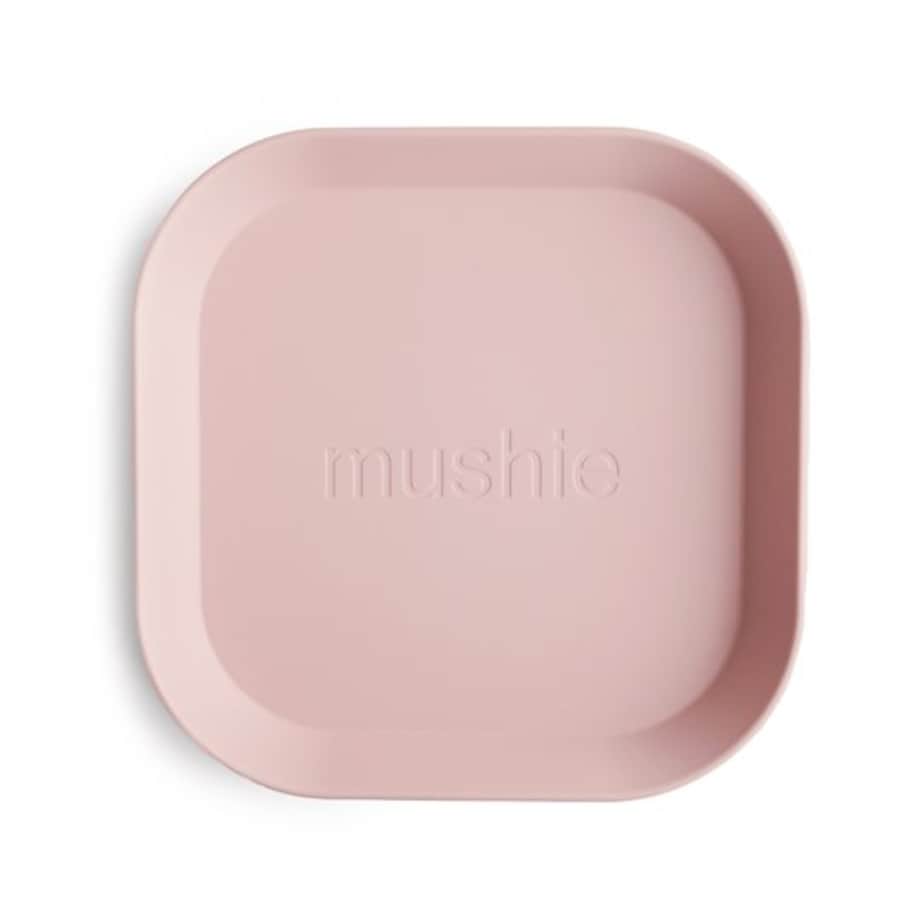 Mushie Talerzyki dla dzieci kwadratowe 2-pak Blush