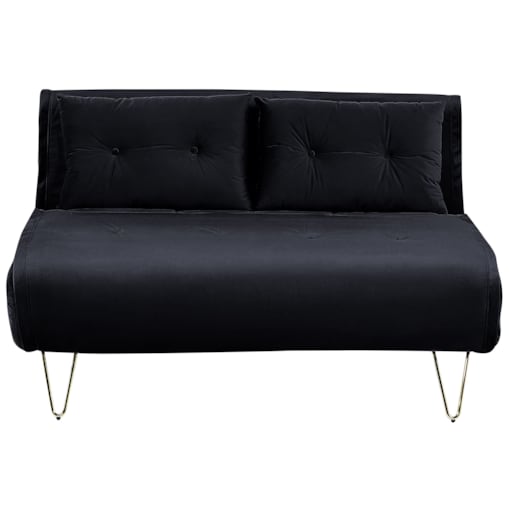 Sofa rozkładana VESTFOLD Welur Czarny dla 2 osób