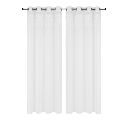 firana "rosalia" top róże 3d wyszywane biały | 400x140 przelotki