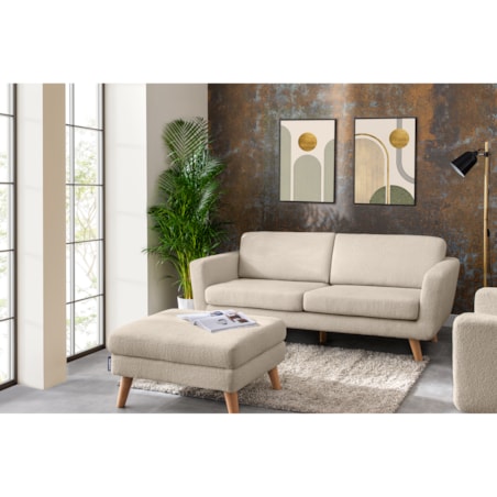 KONSIMO TAGIO Skandynawska 3-osobowa sofa pluszowa w kolorze kremowym