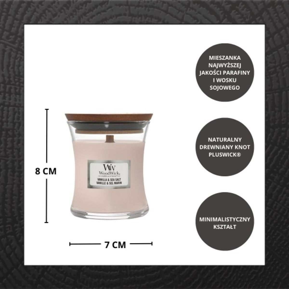 WoodWick świeca mała VANILLA & SEA SALT