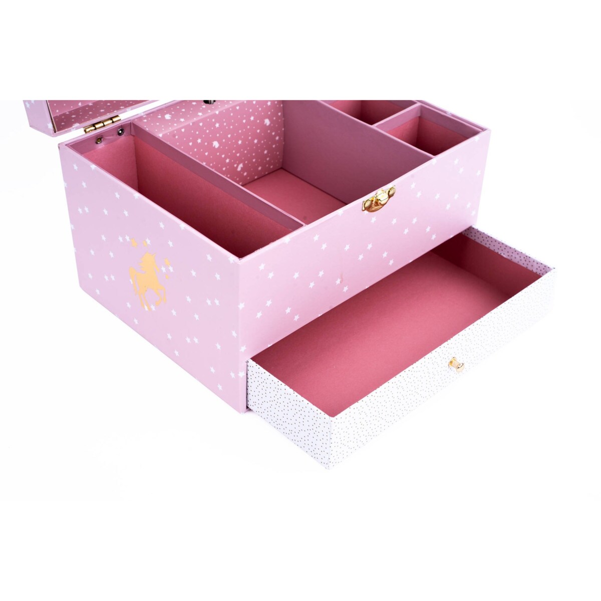 Kuferek na biżuterię z pozytywką i lusterkiem