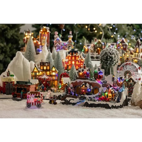 Dekoracja - grająca scenka świąteczna Wioska Mikołaja 48,7x31,8x32,1 cm